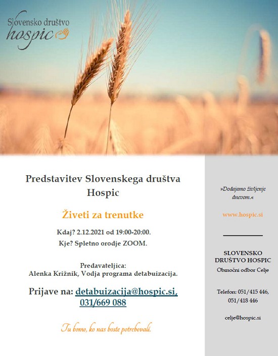 Predstavitev Slovenskega društva Hospic